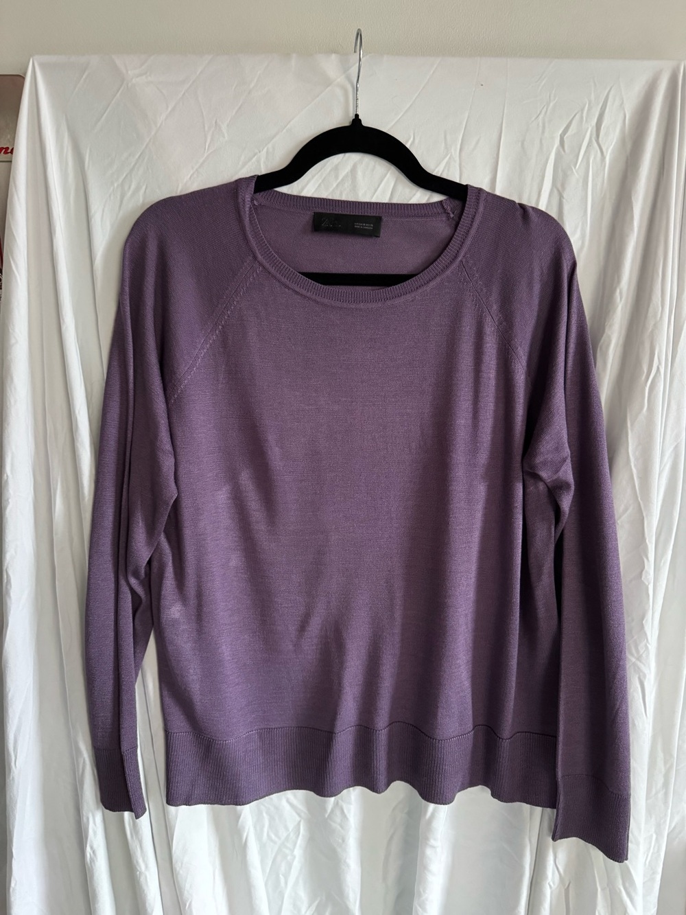 Zara Dusty Purple Mauve Lightweight Knit Sweater Size M Raglan Sleeve